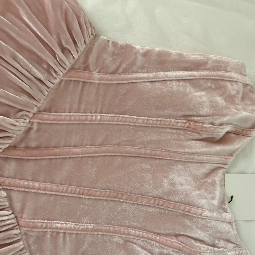 Reformation Contessa Dress Cherry Blossom Pink Velvet Party Dress Size 0 - Picture 2 of 6